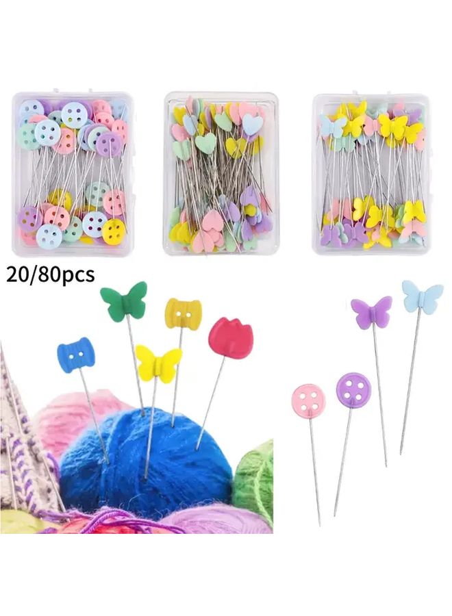 80pcs Button Design Fabric Fixing Needles for Thread Positioning Sewing Supplies - Image 1